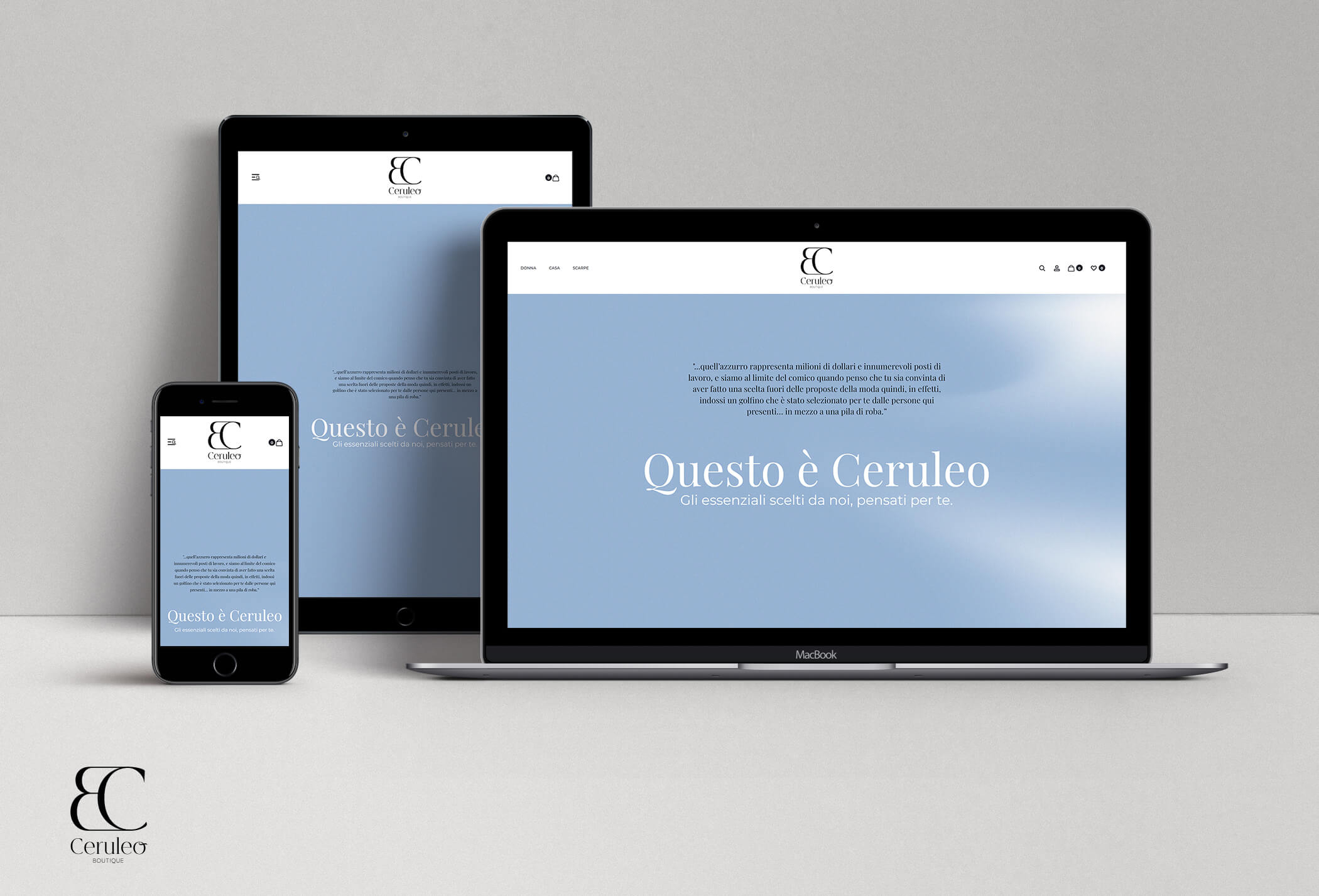 Sito web Ceruleo visualizzato su vari dispositivi